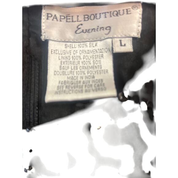 Papell Boutique Black Evening Beaded Long Sleeve Blouse Size Large - Picture 6 of 8